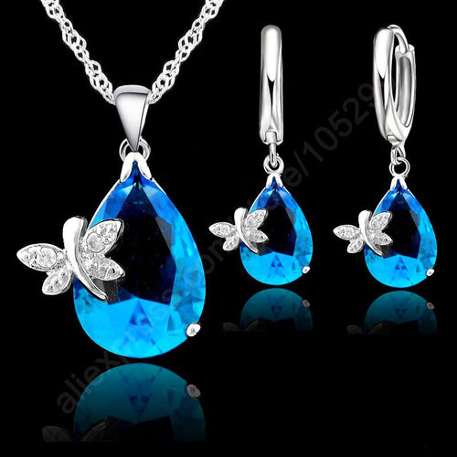 Fine Water Drop  Jewelry Sets For Women 925 Sterling Silver