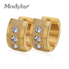Load image into Gallery viewer, Gold Color 316L Stainless Steel Zircon Crystal Stud Earrings