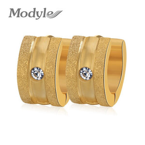 Gold Color 316L Stainless Steel Zircon Crystal Stud Earrings